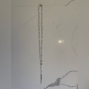 Chan Luu Blue Lace Agate and Sterling Silver Long Necklace